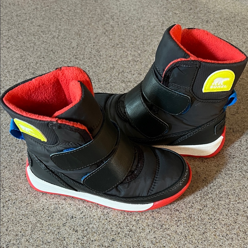 Sorel black and primary winter boots